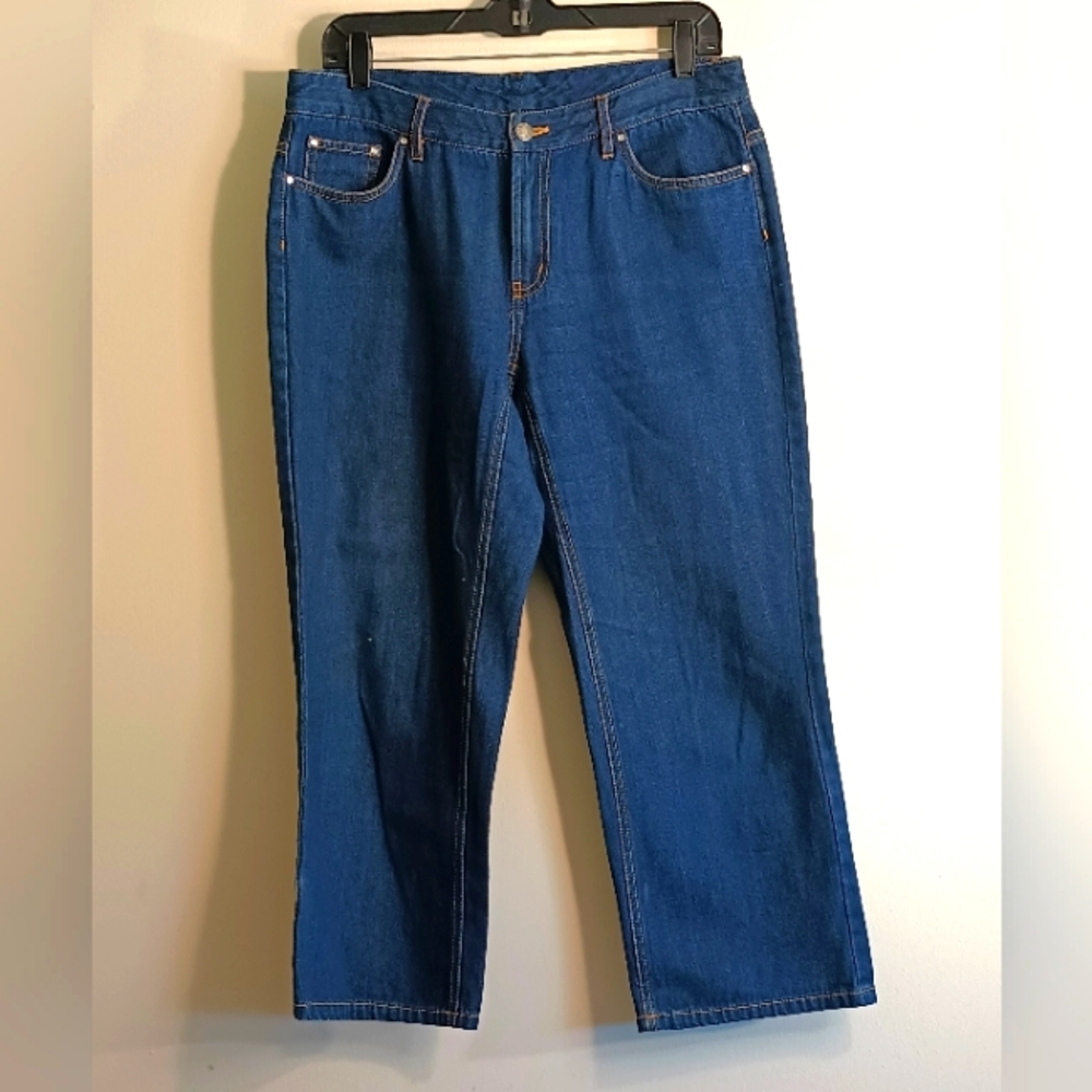 First Issue Liz Claiborne Capri Jeans Women Size 8 Petite 100% Cotton